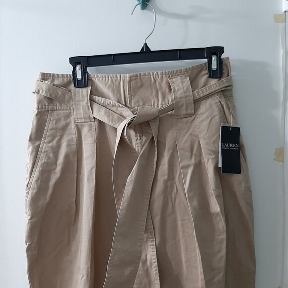NWT Ralph Lauren Khaki Tan Paper Bag Waist Belted Jogger Pants size 6 - Picture 9 of 9